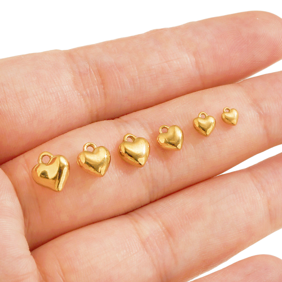 20Pcs 3D Solid Heart Charm 18K - Vintage Fashion Wholesale recension och pris