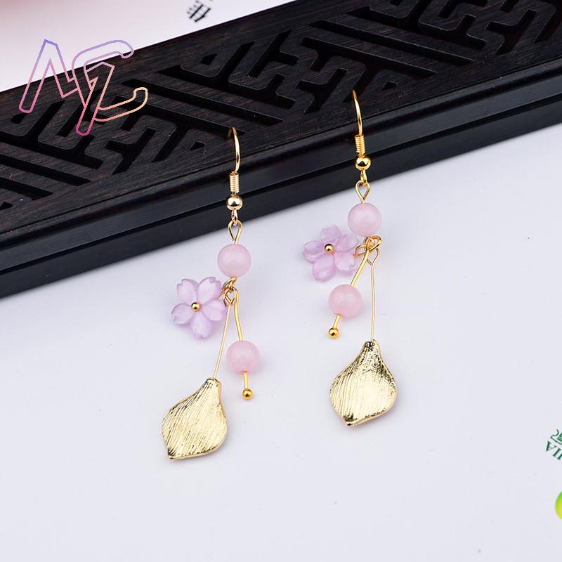 Pink Natural Jade Flower Earri - Vintage Women Fashion recension och pris