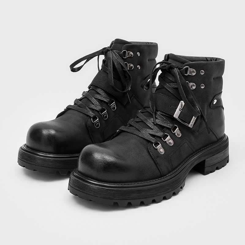 Brand Men Leather Boots Motorc - Vintage Old Fashion recension och pris