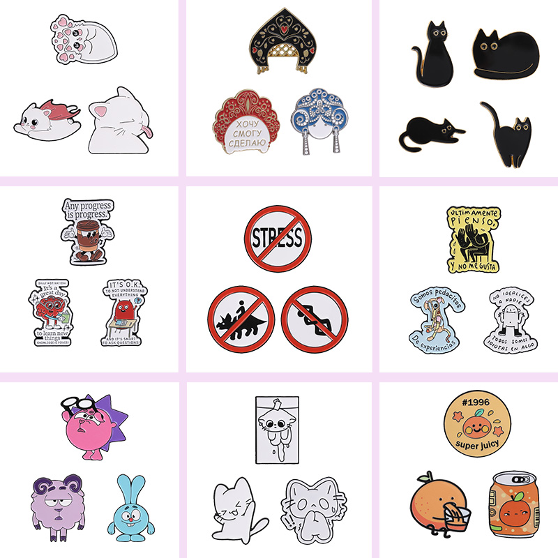 Mixed Enamel Pins Set Cute Cat - Vintage Fashion Quotes recension och pris