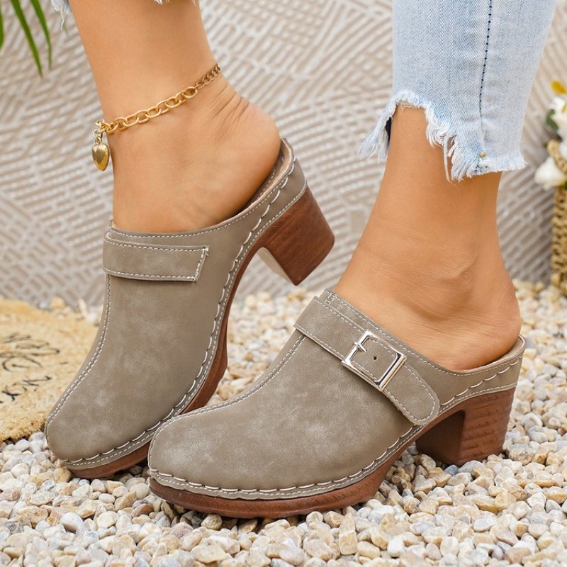 Women's Slip-On Mules Block He - Vintage Fashion Online recension och pris